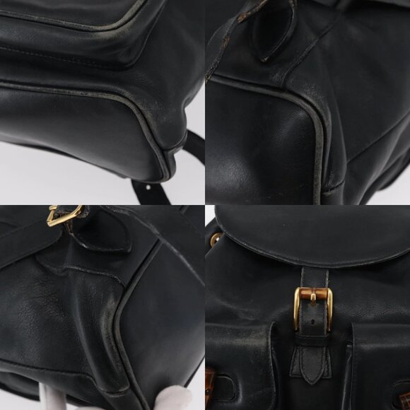 GUCCI Bamboo Backpack Leather Navy Gold 003 2058 0016 Auth 151451 main image 7